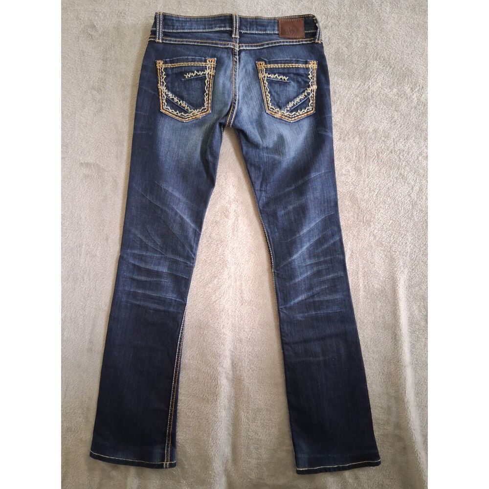 BKE Sabrina Buckle Sz 25 Jeans Low Rise BootCut Dark Wash Western Cowgirl Rodeo